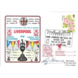 1977 EUROPEAN CUP LIMITED EDITION POSTAL COVER LIVERPOOL V CRUSADERS SIGNED BY RAY CLEMENCE