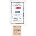 1945-46 ENGLAND V BELGIUM VICTORY INTERNATIONAL PIRATE PROGRAMME & TICKET