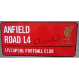 LIVERPOOL - ANFIELD METAL SIGN AUTOGRAPHED BY HARRY KEWELL