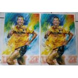 WOLVES - 2 LARGE POSTERS OF STEVE BULL BOTH HAND SIGNED