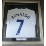 MANCHESTER UNITED - CRISTIANO RONALDO AUTOGRAPHED & FRAMED SHIRT