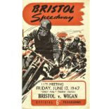 SPEEDWAY - 1947 BRISTOL V WIGAN. DAILY MAIL TROPHY