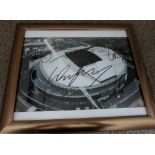 MANCHESTER UNITED - PHOTOGRAPH OF OLD TRAFFORD SIGNED BY 5 INC WAYNE ROONEY