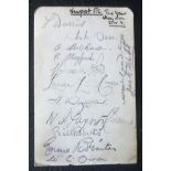 NEWPORT COUNTY AUTOGRAPHED ALBUM PAGE FROM 1938-39 WHEN THEY WERE 3RD DIV CHAMPIONS
