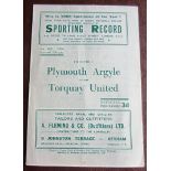 1950-51 PLYMOUTH ARGYLE V TORQUAY UNITED - FRIENDLY