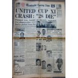 MANCHESTER UNITED 1958 MUNICH CRASH ORIGINAL NEWSPAPER