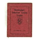 1939 BIRMINGHAM SUBURBAN CRICKET LEAGUE HANDBOOK WARWICKSHIRE INTEREST