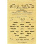 1962/63 F.A. YOUTH CUP S/F WOLVERHAMPTON WOLVES V WEST HAM SINGLE SHEET