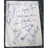 1949-50 BLACKPOOL AUTOGRAPHED PAGE SIGNED BY 10 INC MATTHEWS & MORTENSEN