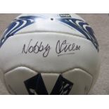 AUTOGRAPHED FOOTBALL SIGNED BY 11 INC NOBBY STILES, ALAN BALL, JACK CHARLTON ETC