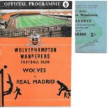 1957 WOLVES V REAL MADRID PROGRAMME & TICKET