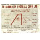 1981 ABERDEEN TOURNAMENT 3RD/4TH PLACE MANCHESTER UNITED V WEST HAM TICKET