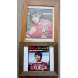 MANCHESTER UNITED - GEORGE BEST RELATED FRAMED ITEMS X 2