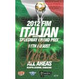 SPEEDWAY - 2012 ITALIAN GRAND PRIX OFFICIAL PASS AUTOGRAPHED BY THE WINNER ANTONIO LINDBACK