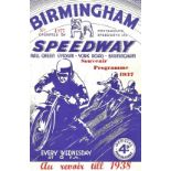 SPEEDWAY - 1937 BIRMINGHAM HALL GREEN V SOUTHAMPTON