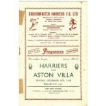 1954/55 KIDDERMINSTER HARRIERS V ASTON VILLA. BIRMINGHAM LEAGUE