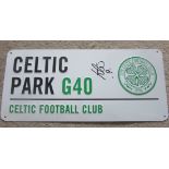 CELTIC METAL STREET SIGN AUTOGRAPHED BY LEIGH GRIFFITHS
