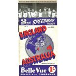 SPEEDWAY - 1947 ENGLAND V AUSTRALIA @ BELLE VUE