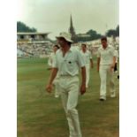 CRICKET - DAVID GOWER AT EDGBASTON HAND SIGNED PHOTOGRAPH