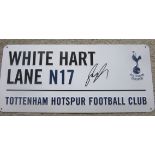 TOTTENHAM CITY METAL STREET SIGN AUTOGRAPHED BY GARY LINEKER