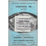 1959-60 FA CUP S/F SHEFFIELD WEDNESDAY V BLACKBURN ROVERS PROGRAMME & TICKET