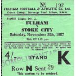 1957 58 FULHAM V STOKE CITY TICKET