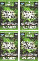 SPEEDWAY - 2010 FIM WORLD CUP OFFICIAL PASSES X 4 ( GORZOW POLAND )