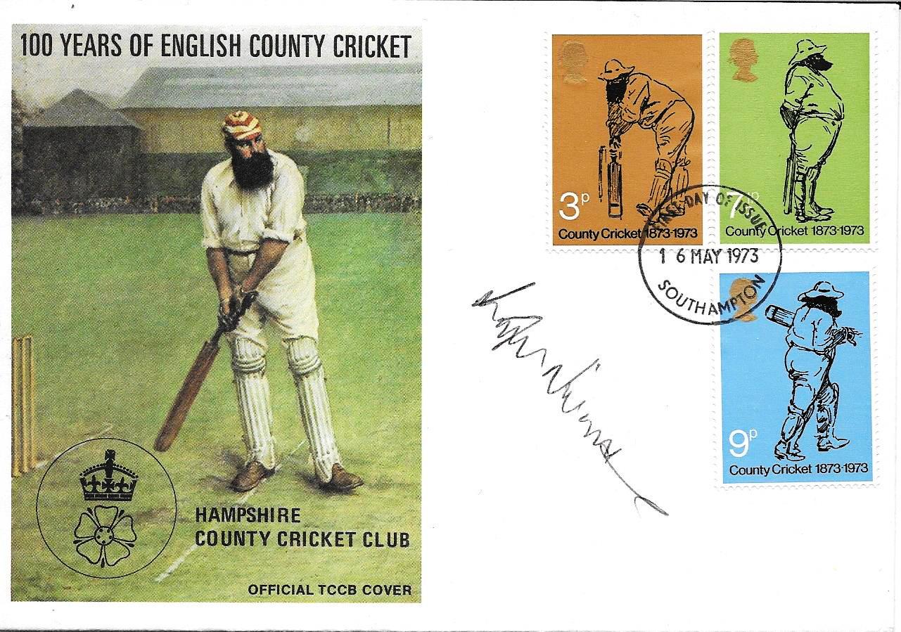 CRICKET - 1973 HAMPSHIRE POSTAL COVER AUTOGRAPHED BY MARK NICHOLAS