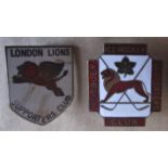 ICE HOCKEY - WEMBLEY AND LONDON LIONS VINTAGE BADGES