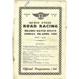 MOTOR CYCLING - 1950 ROAD RACING @ BRANDS HATCH PROGRAMME