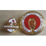 ARSENAL BADGES. 1999/2000 CHAMPIONS LEAGUE & SUPPORTERS CLUB