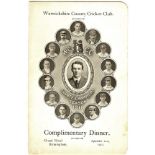 CRICKET - WARWICKSHIRE C.C.C. 1911 CHAMPIONS DINNER MENU
