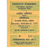 1971-72 LEEDS UTD V ARSENAL PROGRAMME & TICKET