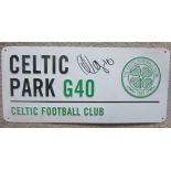 CELTIC METAL STREET SIGN AUTOGRAPHED BY ALBIAN AJETI