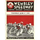 SPEEDWAY - 1939 WEMBLEY V WEST HAM NATIONAL LEAGUE