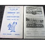 1967 FA YOUTH CUP S/F BIRMINGHAM CITY V SOUTHAMPTON BOTH LEGS