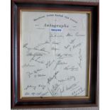 MANCHESTER UNITED OFFICIAL PRINTED AUTOGRAPH SHEET FOR 1952-53 ( FRAMED )