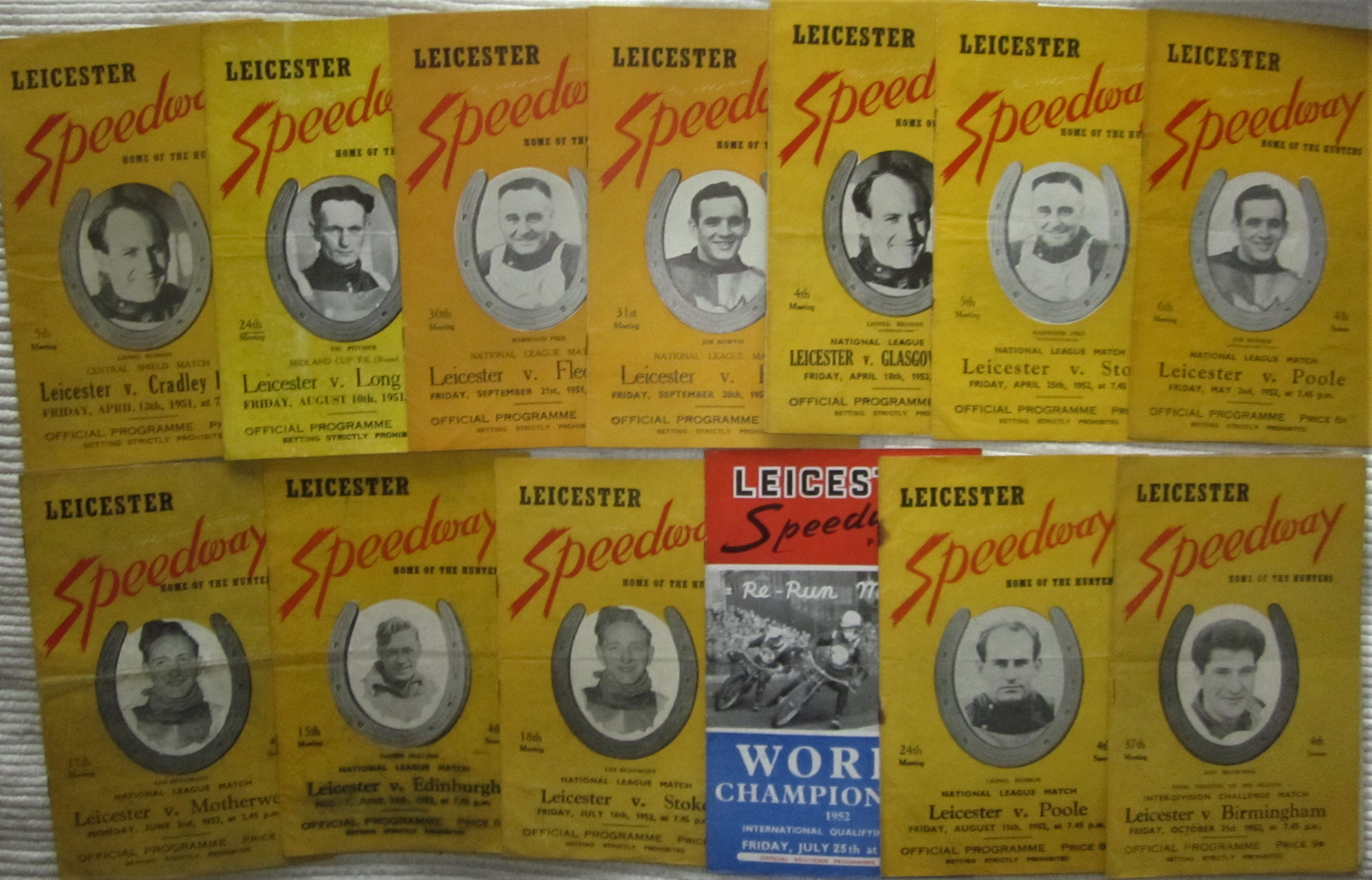 SPEEDWAY - 1951 & 52 LEICESTER HUNTERS HOMES X 13 ALL DIFFERENT