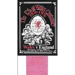 1976 WALES V ENGLAND CENTENARY MATCH AT WREXHAM PROGRAMME & TICKET