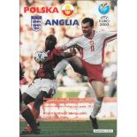 1999 POLAND V ENGLAND - PROGRAMME, PRESS TICKET & TEAM SHEET