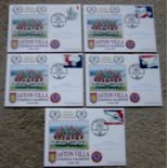 ASTON VILLA 1982 EUROPEAN CHAMPIONS POSTAL COVERS X 5