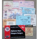 G.RANGERS TICKETS MOSTLY AWAYS INCLUDING EUROPEAN X 10