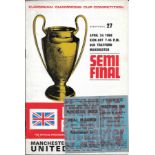 1968 EUROPEAN CUP S/F MANCHESTER UNITED V REAL MADRID - PROGRAMME, TICKET & G.BEST AUTOGRAPH