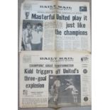 MANCHESTER UNITED 1968 & 1969 EUROPEAN CUP NEWSPAPERS X 2