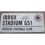 G.RANGERS METAL STREET SIGN AUTOGRAPHED BY CONNOR GOLDSON