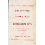 1946-47 LONDON BOYS V BIRMINGHAM BOYS INTER CITY MATCH AT DULWICH