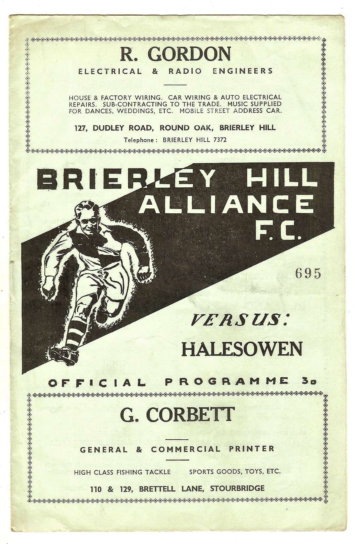 1950/51 BRIERLEY HILL ALLIANCE V HALESOWEN TOWN. MASERFIELD CUP