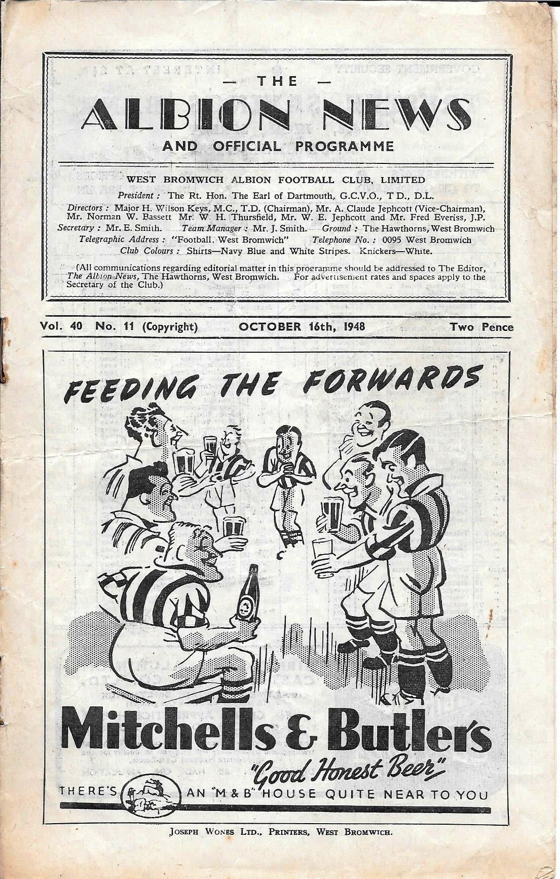 1948-49 WEST BROMWICH ALBION V PLYMOUTH