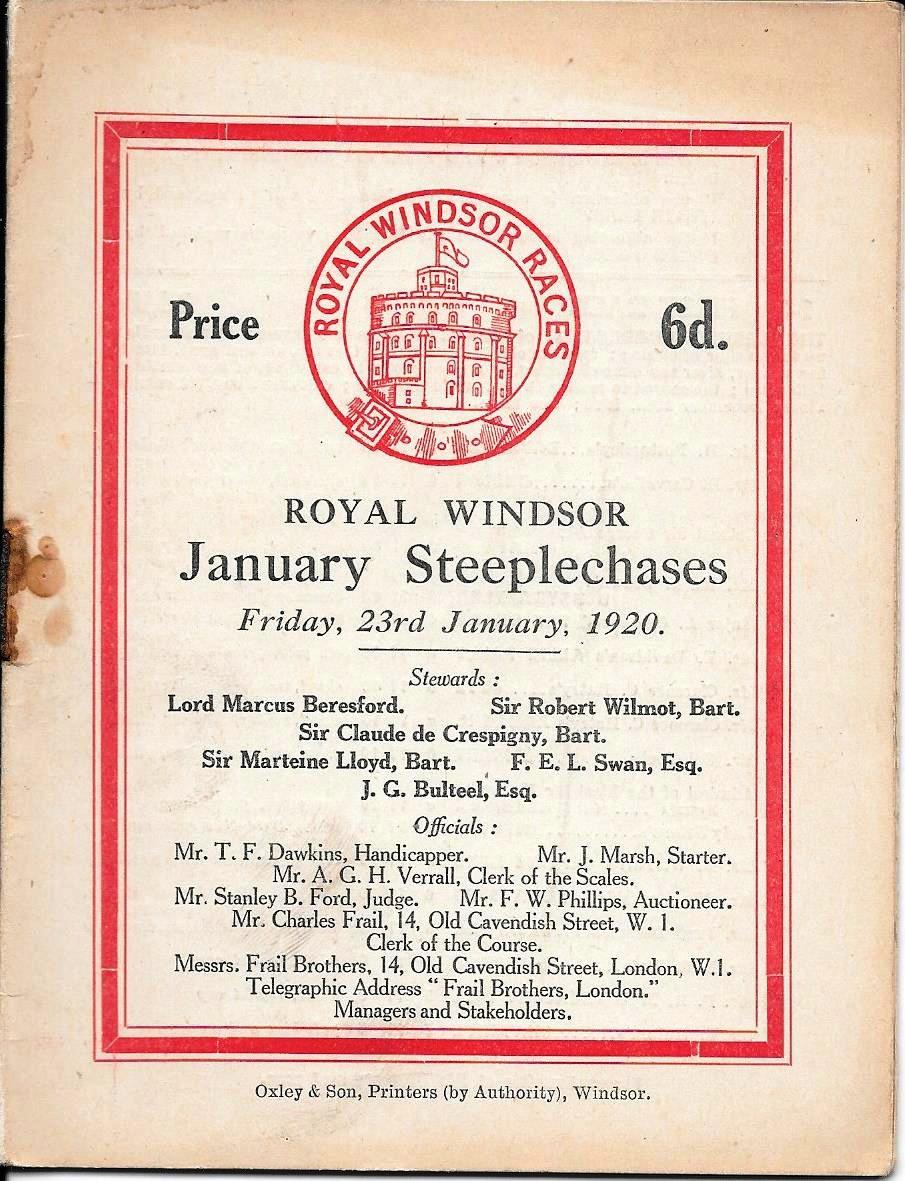 HORSE RACING - 1920 ROYAL WINDSOR RACE CARD / PROGRAMME