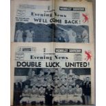 1957 FA CUP FINAL A.VILLA V MANCHESTER UNITED - 2 SPECIAL MANCHESTER PAPERS